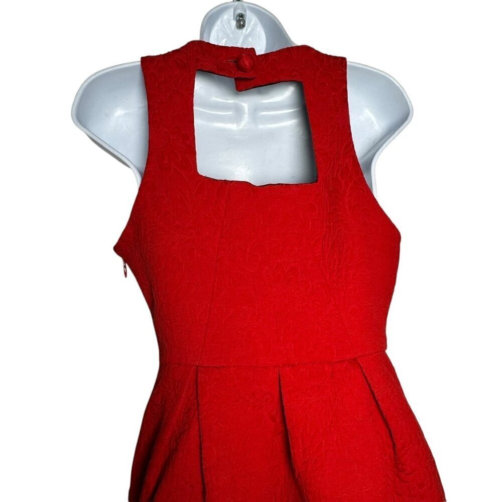 Moulinette Soeurs Red Jacquard Fit & Flare Dress Women’s Size 6 anthropologie - Picture 6 of 11
